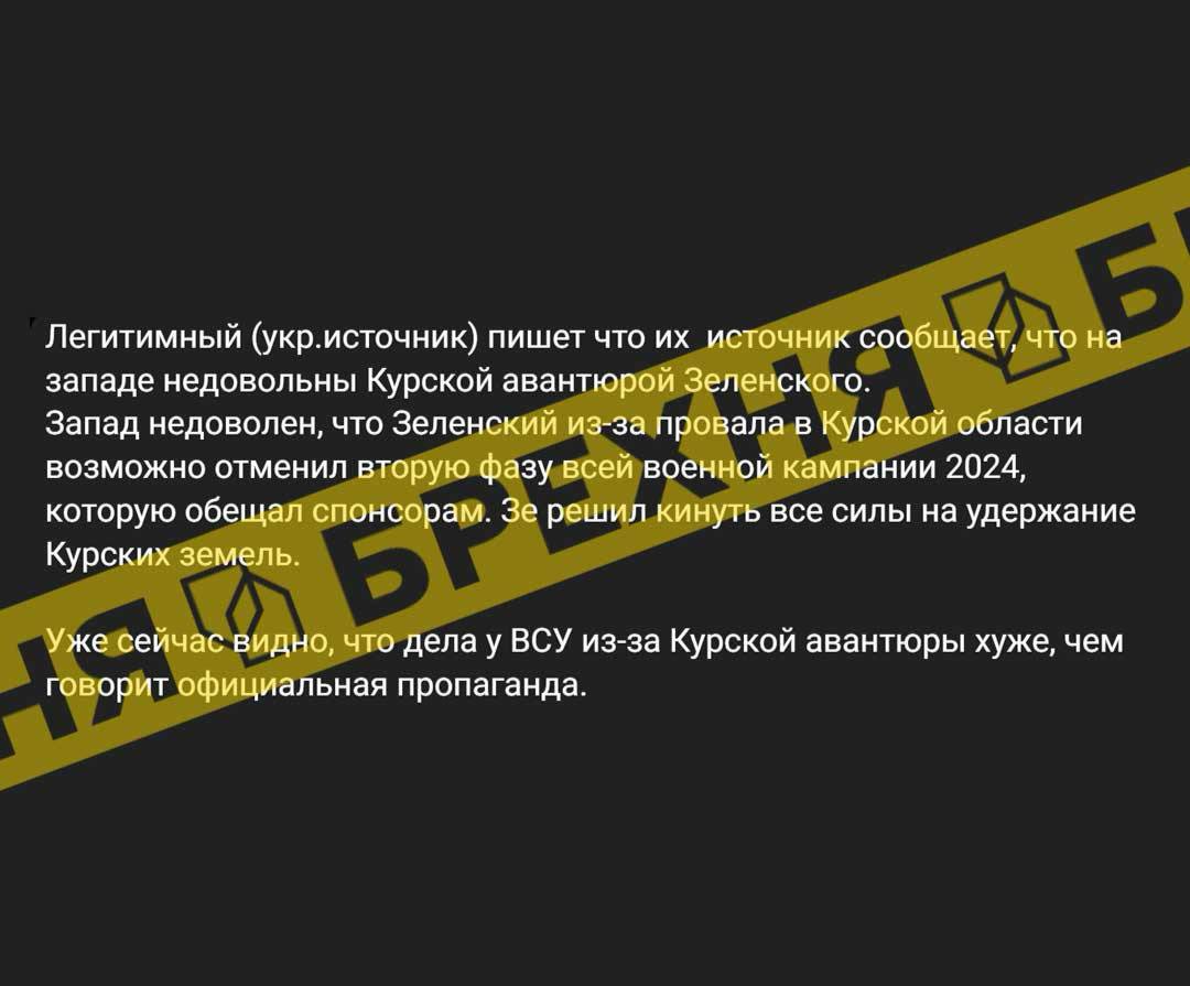 Фейк: «на Заході висловлюють невдоволення курською авантюрою Зеленського»